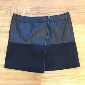 Halogen Leather Black Mini Skirt for Work and Cocktail